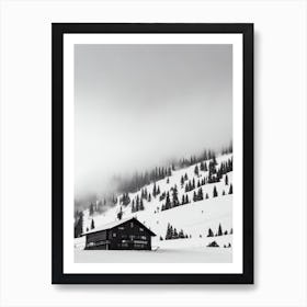 El Colorado, Chile Black And White Skiing Poster Art Print