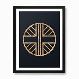 Abstract Geometric Gold Glyph on Dark Teal n.0030 Art Print