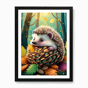 Hedgehog In The Forest Art Print