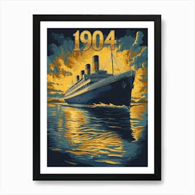 Aihrgdesign A Vintage Travel Poster Of An Elegant Ocean Liner Df2a8782 C94e 44c3 A909 Dd9fc6d455ab 2 Art Print