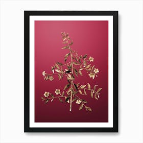 Gold Botanical Goji Berry Branch on Viva Magenta n.2030 Art Print