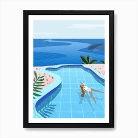 Girl in Pool Art Print
