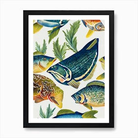 Grouper Vintage Graphic Watercolour Poster