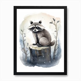 A Nocturnal Raccoon Watercolour Illustration Storybook 2 Art Print