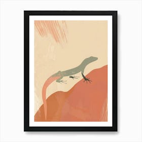 Lizard Coral Minimalist Modern Illustration Art Print