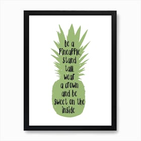 Be A Pineapple Green Silhouette Art Print