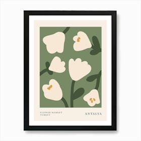 Flower market Antalya, Tulips, Abstract flowers, Green white Art Print