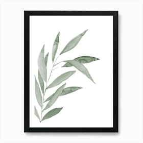 Watercolor Bamboo Leaf in Sage Green Art Print