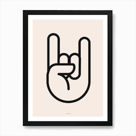 Minimal Rock And Roll Hand Sign Bold Print Art Print