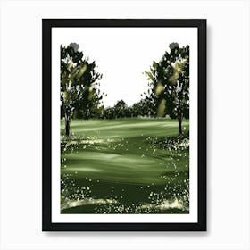 Green Field With Trees Art Print