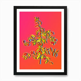 Neon Goji Berry Branch Botanical in Hot Pink and Electric Blue n.0610 Art Print
