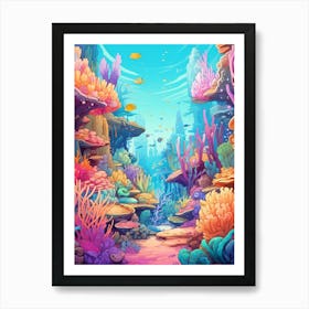 Coral Reef Cartoon 2 Art Print