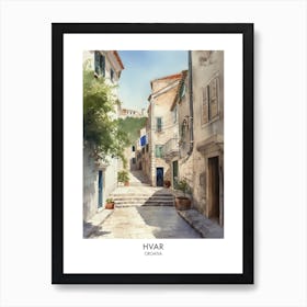 Hvar 2 Watercolour Travel Poster Art Print