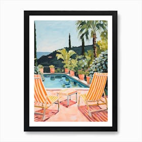 Sun Lounger By The Pool In Capri Italy 3 Art Print