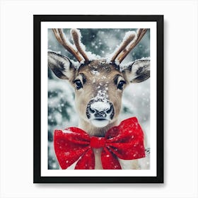 Deer In The Snow 4 Art Print