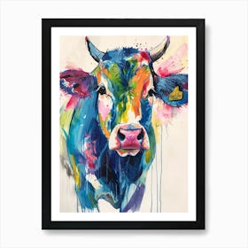 Cow Colourful Watercolour 4 Art Print