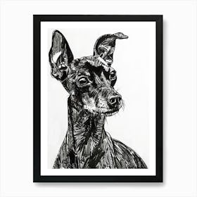 Miniature Pinscher Dog Line Sketch 1 Art Print