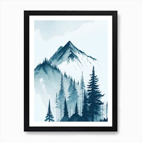 Mountain And Forest In Minimalist Watercolor Vertical Composition 254 Art Print