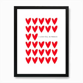 I Love You In French Romantic Art Print