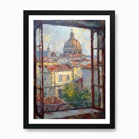 Window View Of Budapest Hungary Impressionism Style 2 Art Print