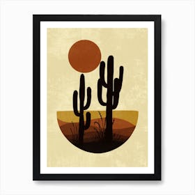 Cactus And Sunset Art Print