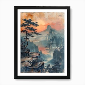 Antique Chinese Landscape Painting 9 Art Print