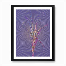 Geometric Grass Leaved Iris Mosaic Botanical Art on Veri Peri n.0126 Art Print