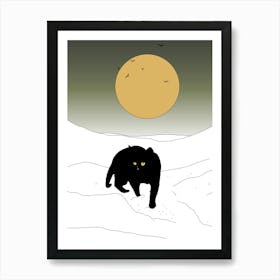 Black Cat In The Snow Poster