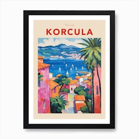 Korcula Croatia 2 Fauvist Travel Poster Art Print