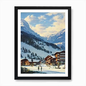 La Clusaz, France Ski Resort Vintage Landscape 3 Skiing Poster Art Print