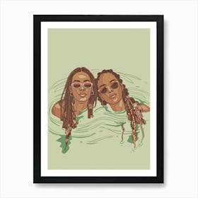 Two Women In The Water 2 Art Print