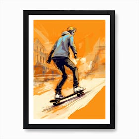 Skateboarding In Malmö, Sweden Drawing 4 Art Print