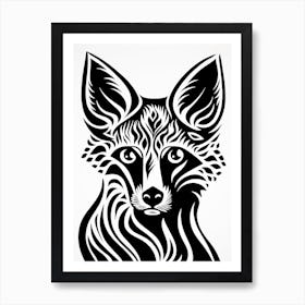 Linocut Fox Abstract Line Illustration 14 Art Print