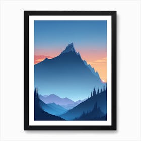 Misty Mountains Vertical Composition In Blue Tone 10 Art Print