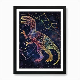 Cyber Celestial Neon Dinosaur 3 Art Print