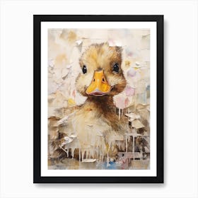 Mixed Media Duckling Collage Art Print