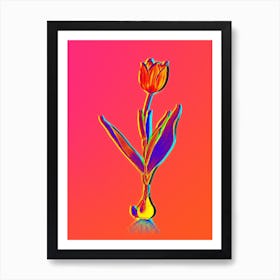 Neon Tulip Botanical in Hot Pink and Electric Blue n.0375 Art Print
