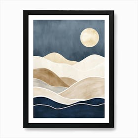 Moonlight Over The Hills Art Print