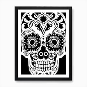 Sugar Skull Day Of The Dead Inspired Skull 1 Doodle Art Print
