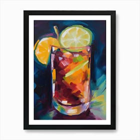 Pimms Cup Cocktail Oil Painting 3 Art Print