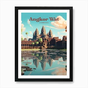 Angkor Wat Cambodia Buddha Temple Travel Art 1 Art Print