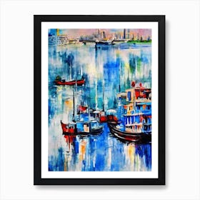 Dubai Creek United Arab Emirates Abstract Block harbour Art Print