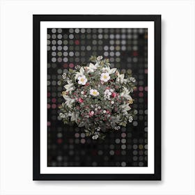 Vintage White Candolle's Rose Flower Wreath on Dot Bokeh Pattern n.0718 Art Print
