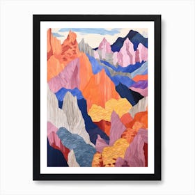 Mount Olympus Greece 1 Colourful Mountain Illustration Art Print