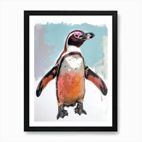 Galapagos Penguin Cuverville Island Colour Block Painting 4 Art Print