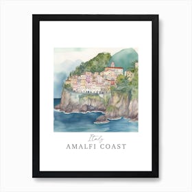 Italy        Amalfi Coast Storybook 4 Travel Poster Watercolour Art Print