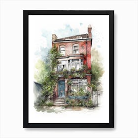 Bethnal Green London Neighborhood, Watercolour 3 Art Print