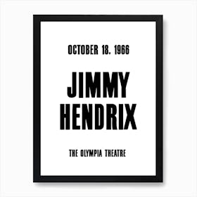 Jimmy Hendrix 1966 Concert Poster Art Print