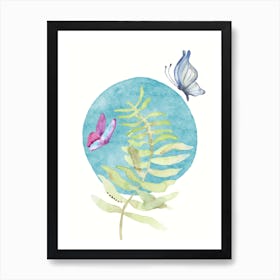 Butterflies And Fern Art Print