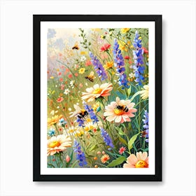 Bees In The Meadow 1 Art Print